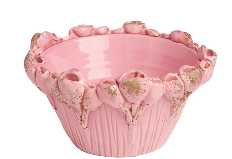 Les Fleur Pink Bowl, Flowers - Clements Fine Rugs